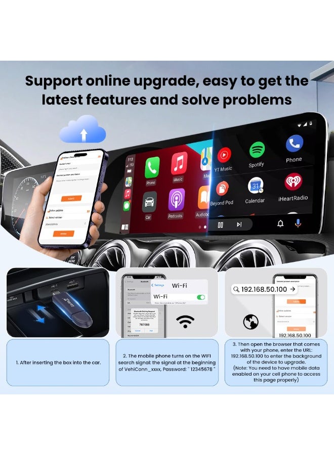 محول لاسلكي 2 في 1 لنظام كار بلاي وأندرويد أوتو - محول من سلكي إلى لاسلكي - اتصال تلقائي مستقر وسهل التركيب للسيارات موديلات 2016 وما بعدها - Image 3